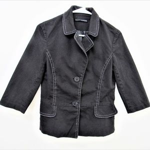 Zucozz Black 3/4 Sleeves Notched Lapel Jacket